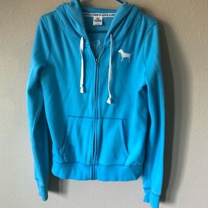 Victoria Secret Pink Blue Full zip up sweatshirt